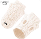 (EXTRA WARM) DOG AND CAT CABLE KNIT SWEATER - WHITE