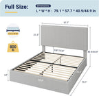 Full Size Corduroy Upholstered Bed Frame Head board