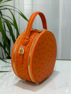 Womens  Ostrich Skin Leather Apple Phone Handle Bag