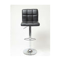 Set of 2 - Adjustable Height Bar Stool with Black Faux Leather Cushion Seat