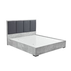 NNEDSZ Queen 4 Pcs Bedroom Suite with Dresser Fabric Upholstery MDF Combination of Black & Cement Colour