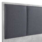 NNEDSZ Queen 4 Pcs Bedroom Suite with Dresser Fabric Upholstery MDF Combination of Black & Cement Colour