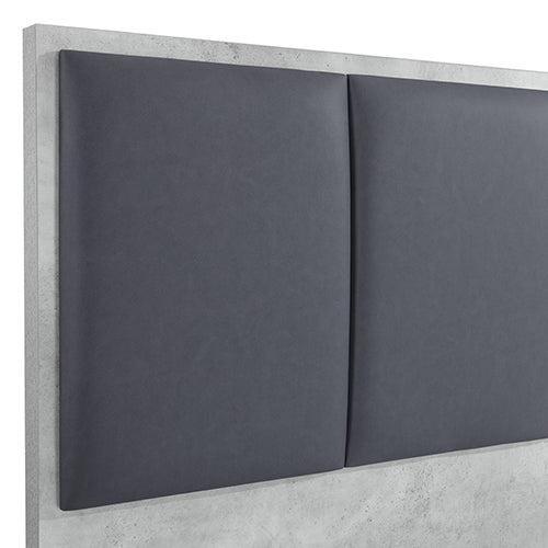 NNEDSZ Queen 4 Pcs Bedroom Suite with Dresser Fabric Upholstery MDF Combination of Black & Cement Colour