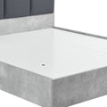 NNEDSZ Queen 4 Pcs Bedroom Suite with Dresser Fabric Upholstery MDF Combination of Black & Cement Colour