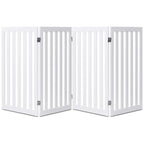 Folding 4-Panel Dog Gate Pet Fence in White Wood Finish