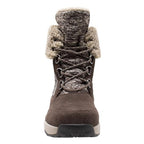 Women's Brown Microfleece Lace Winter Leather Boots