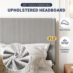 Full Size Corduroy Upholstered Bed Frame Head board